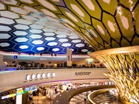 Abu Dhabi's bafflingly shiny airport interior.
